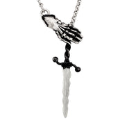 Sterling Silver Dagger & Gauntlet Lariat Necklace - "Misericord"