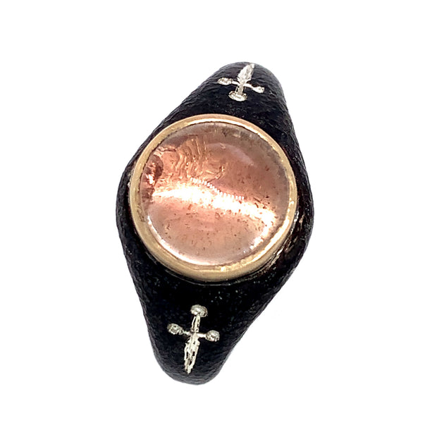 Oxidized Silver & Oregon Sunstone Ring - "Battle Royale"