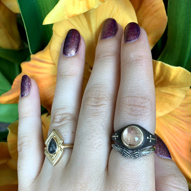 Custom Oregon Sunstone and Diamond Ring | Jennifer's Jewelry LLC