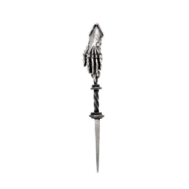 Sterling Silver Single Drop Earring - "Gauntlet & Rondel Dagger"