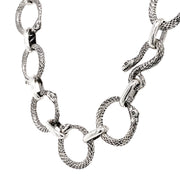 Sterling Silver Ouroboros Link Necklace - "Serpentine Shadows"