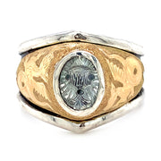 Montana Sapphire, Sterling Silver & Yellow Gold Ring - "Le Morte d'Arthur"