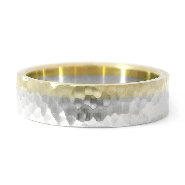 White & Yellow Gold Band - "Brown Trout"