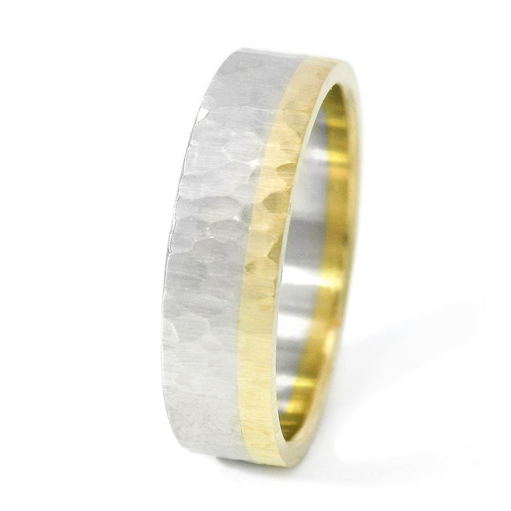 White & Yellow Gold Band - "Brown Trout"