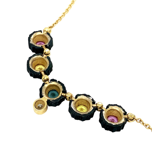 Yellow Gold and Montana Sapphire Necklace - "Chroma"
