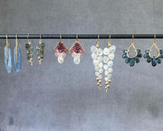 Yellow Gold & Pink Gemstone Earrings - "Plumage"