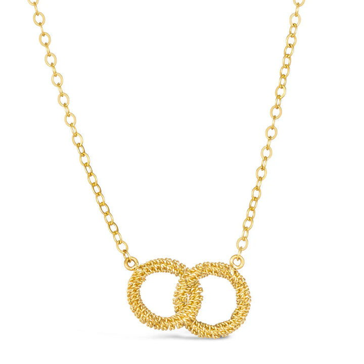 Petite Yellow Gold Necklace - "Interlocking Circles"