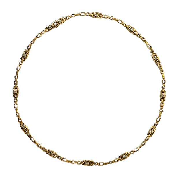 Diamond & Yellow Gold Collar Necklace - "Path"