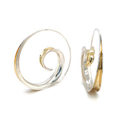 Sterling Silver & Gold Earrings - "Medium Spiral"