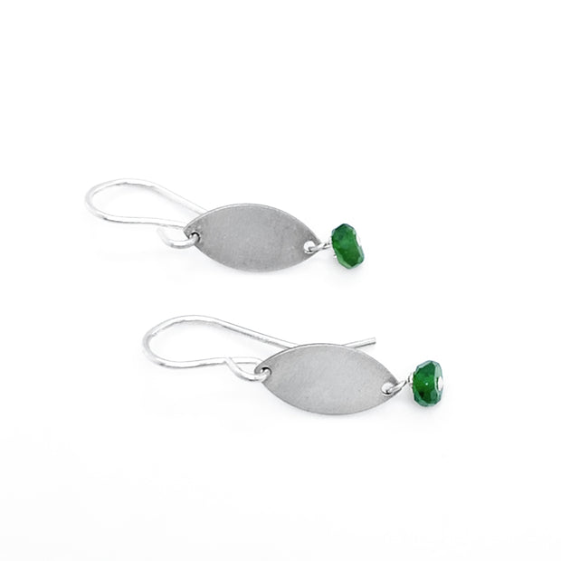 Sterling Silver Gemstone Accent Drop Earrings- "Green Chrome Diopside"