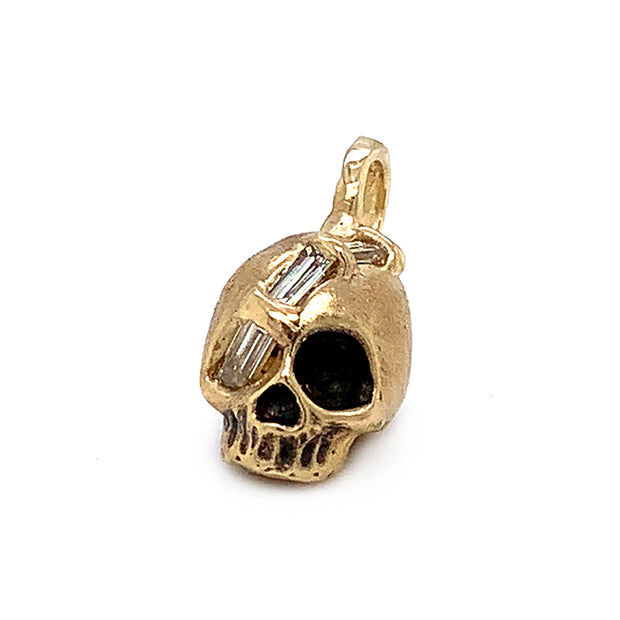 One-of-a-Kind Diamond & Yellow Gold Skull Pendant - "El Cráneo"