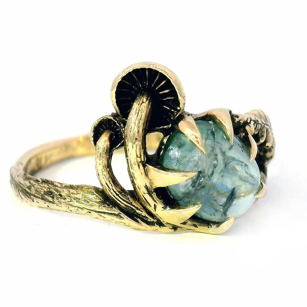 Cabochon Montana Sapphire & Mushroom Ring - "Seaview"