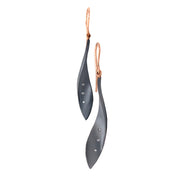 Blackened Silver and Rose Gold Diamond Drop Earrings - "Ribbon Pods"