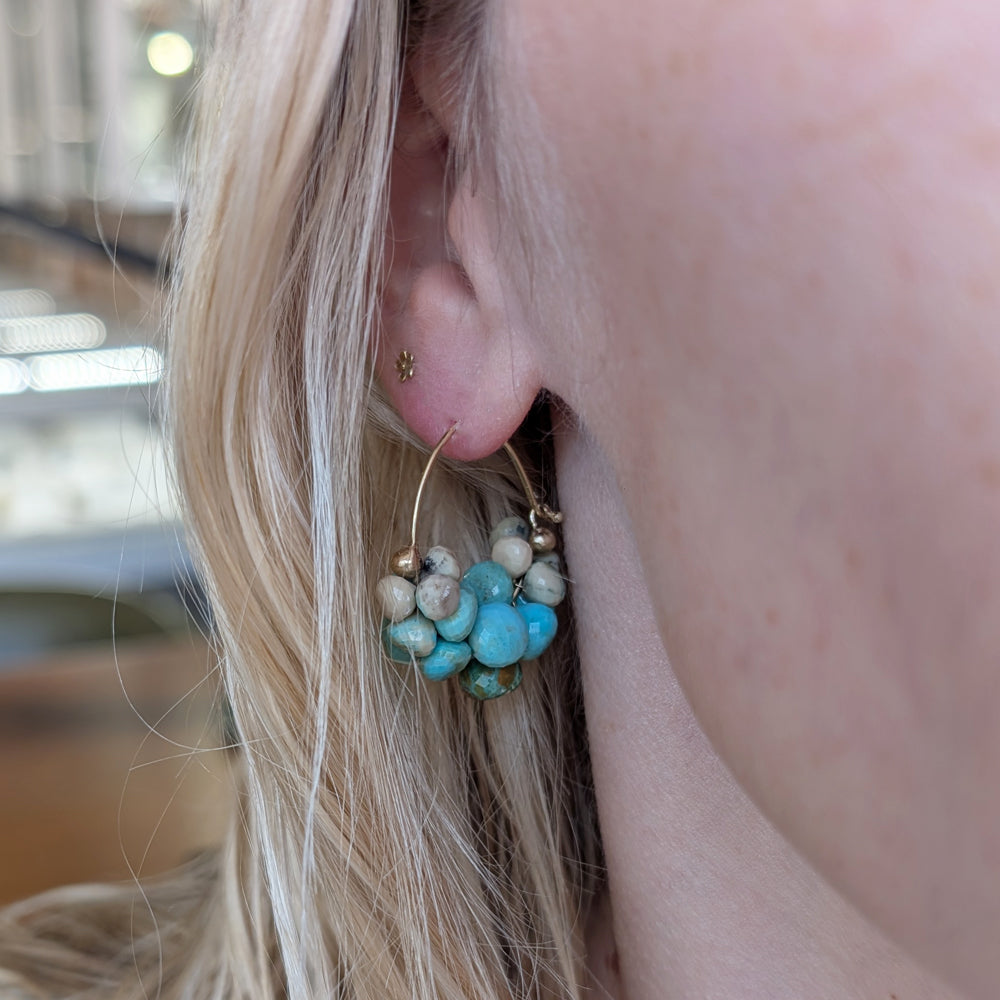 Turquoise Briolette Earrings - "Extra Large Clouds"