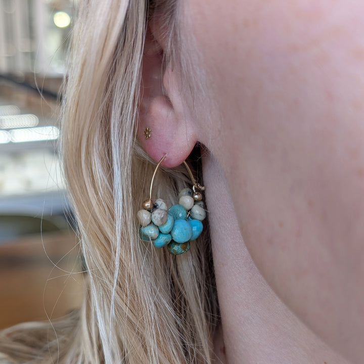 Turquoise Briolette Earrings - "Extra Large Clouds"