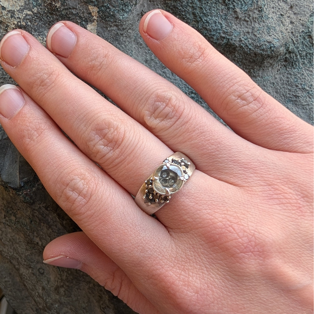 Diamond & Sterling Silver Skull Ring - "Encasement"