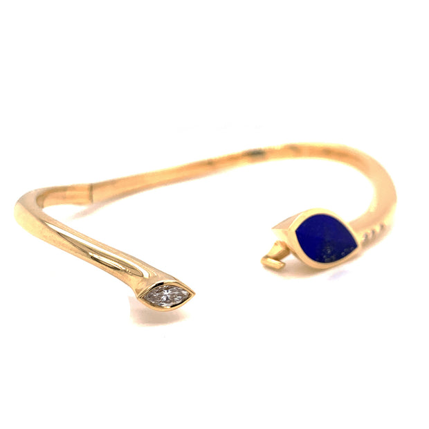 Yellow Gold Lapis & Diamond Bracelet - "Lily Alpine"