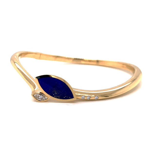 Yellow Gold Lapis & Diamond Bracelet - "Lily Alpine"