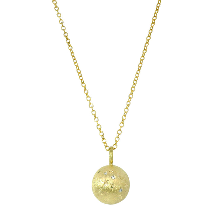 Diamond & Yellow Gold Celestial Ball Pendant - "Galileo"