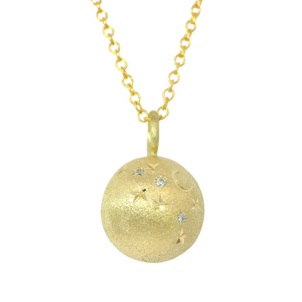 Diamond & Yellow Gold Celestial Ball Pendant - "Galileo"