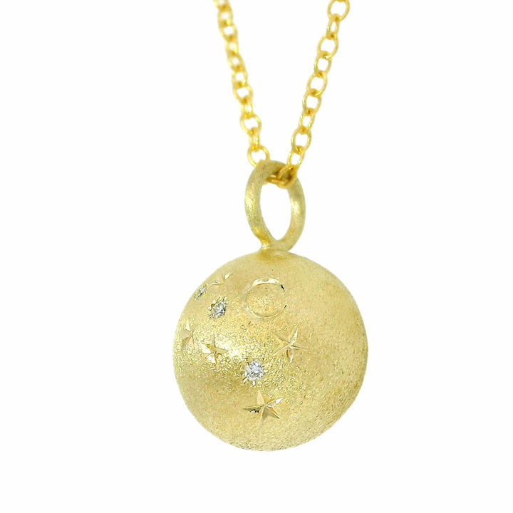 Diamond & Yellow Gold Celestial Ball Pendant - "Galileo"