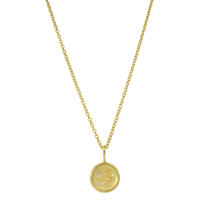 Diamond & Yellow Gold Pendant - "Celestial Coin"