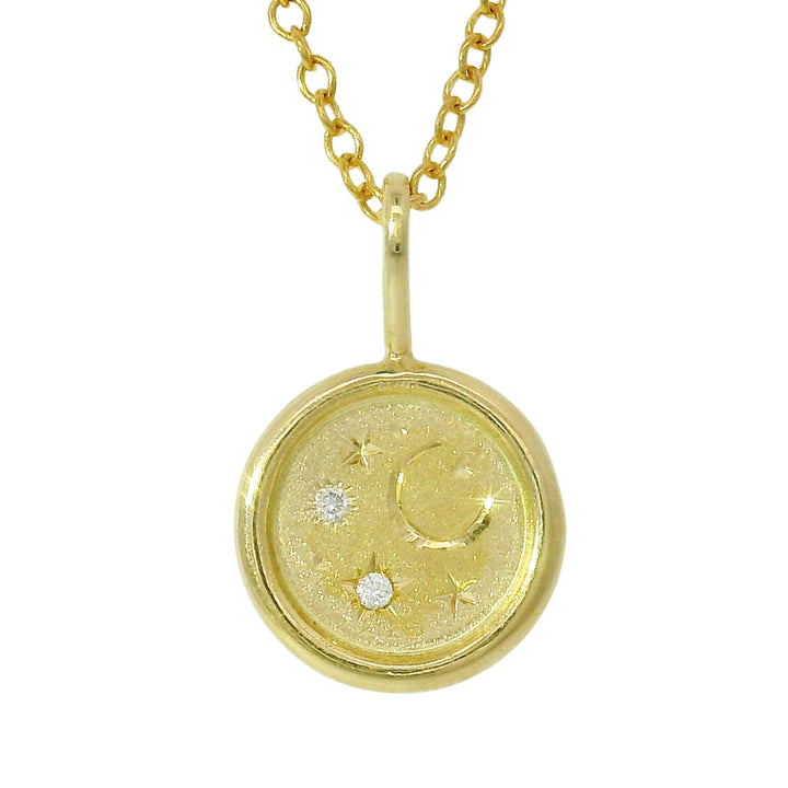 Diamond & Yellow Gold Pendant - "Celestial Coin"