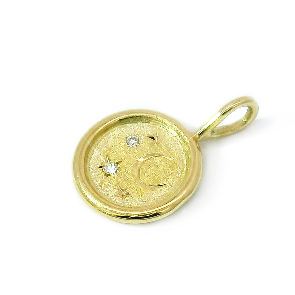 Diamond & Yellow Gold Pendant - "Celestial Coin"