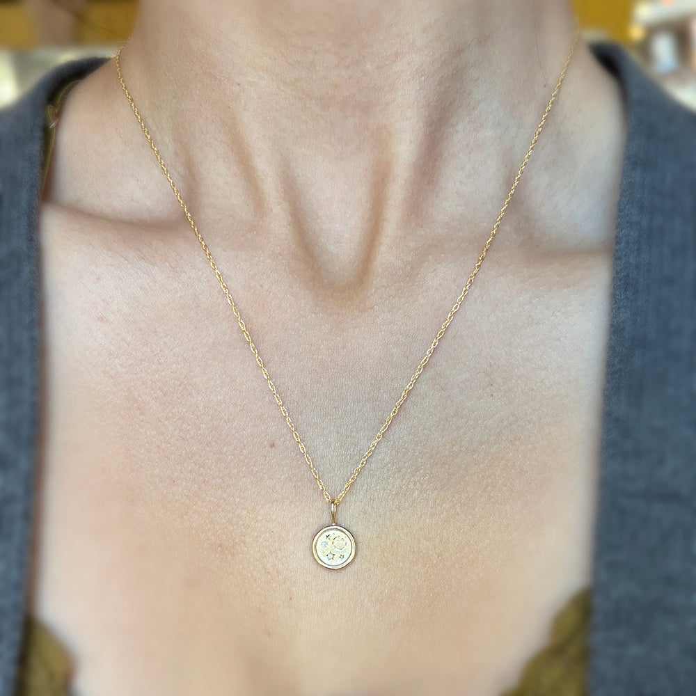 Diamond & Yellow Gold Pendant - "Celestial Coin"