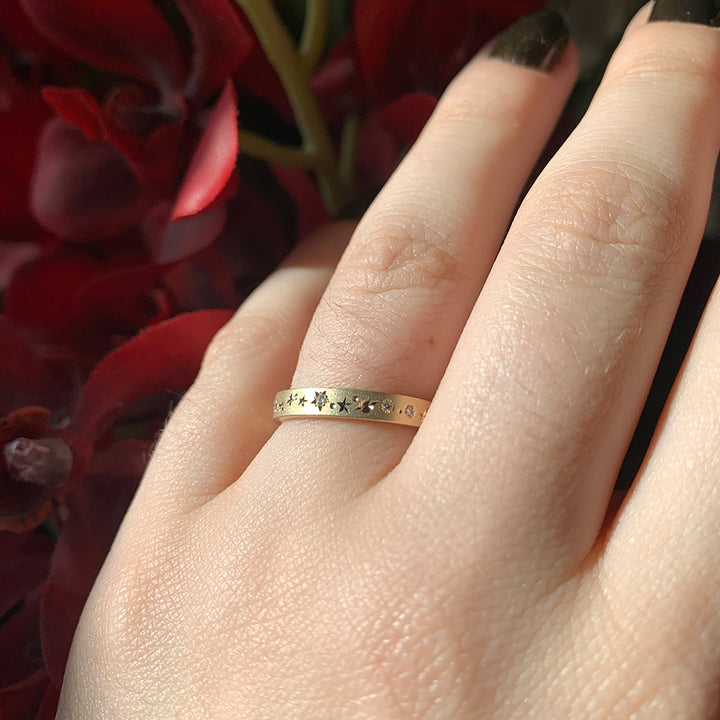 Celestial Yellow Gold & Diamond Ring - "Glittering Constellations"