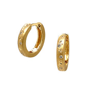 Celestial Yellow Gold & Diamond Huggie Earrings - "Golden Stars"