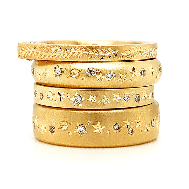 Celestial Yellow Gold & Diamond Ring - "Glittering Constellations"