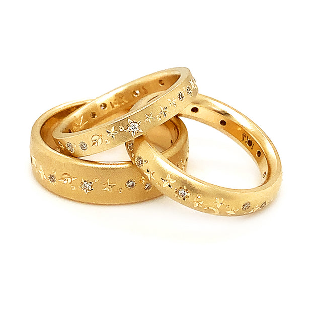 Celestial Yellow Gold & Diamond High Domed Ring
