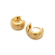 Celestial Yellow Gold & Diamond Wide Huggie Earrings - "Wish Upon a Star"