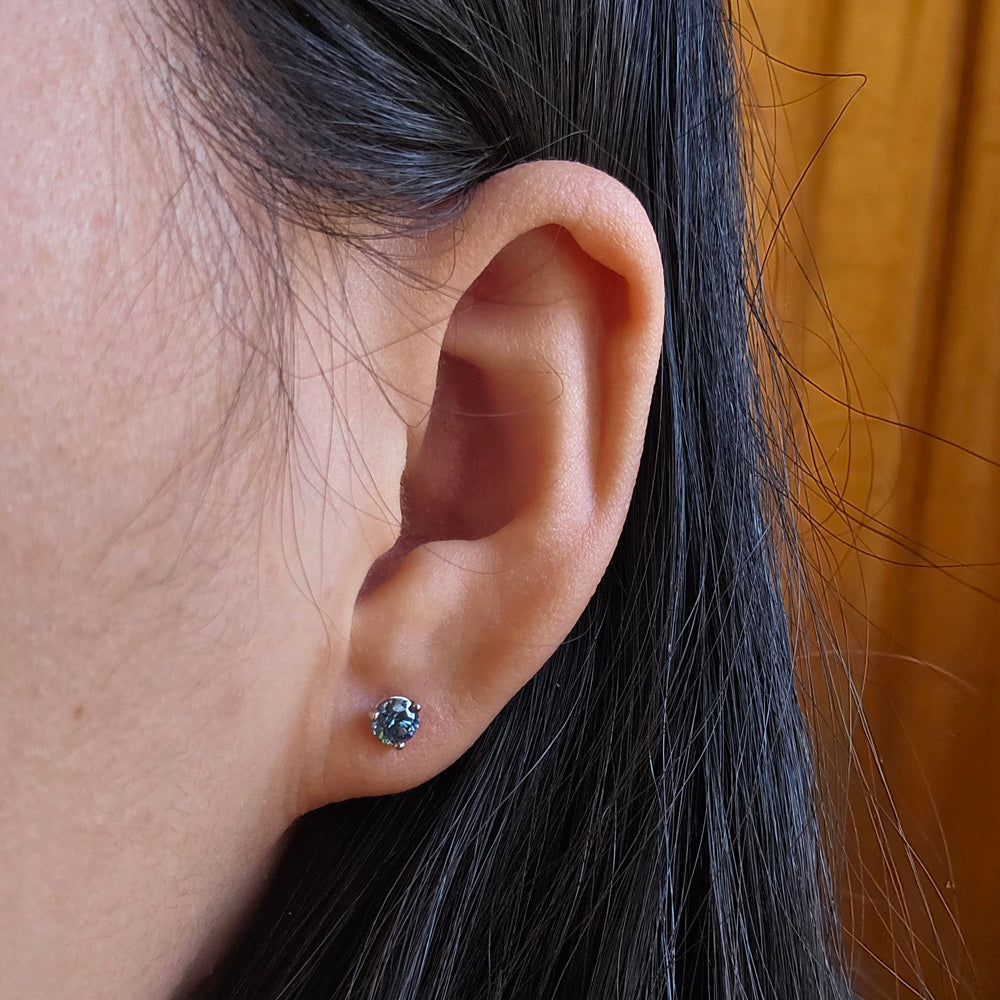 Blue Montana Sapphire & Platinum Earrings - "Marias"