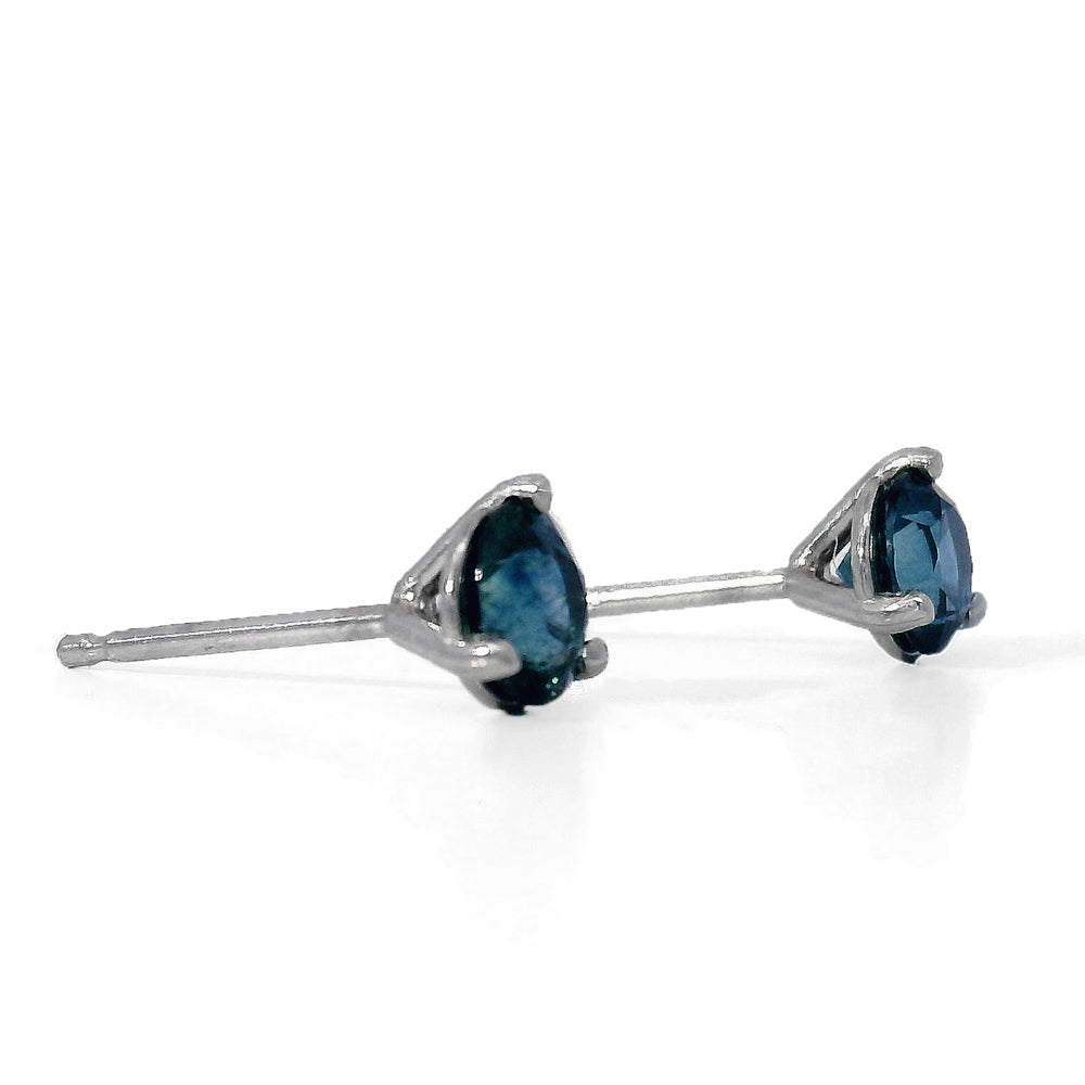 Blue Montana Sapphire & Platinum Earrings - "Midnight River"