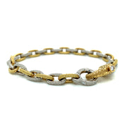 Platinum, 18K Yellow Gold & Diamond Milgrain Chain Bracelet - "Victorian"