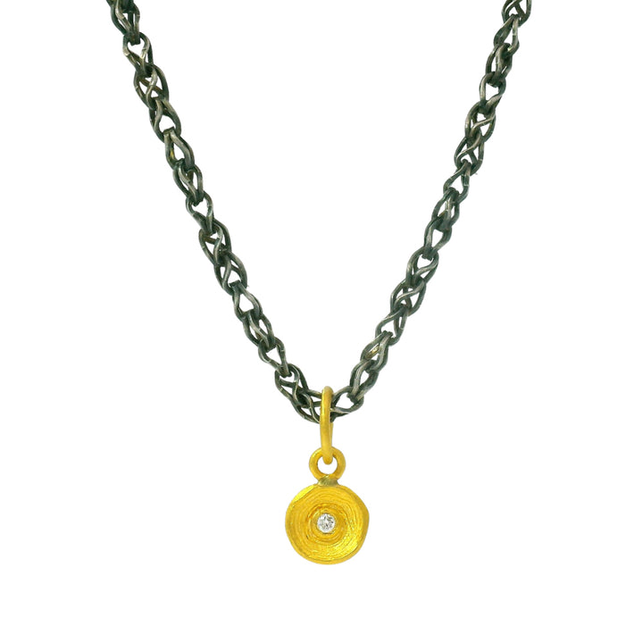 24K Yellow Gold & Diamond Pendant - "Golden Orb"