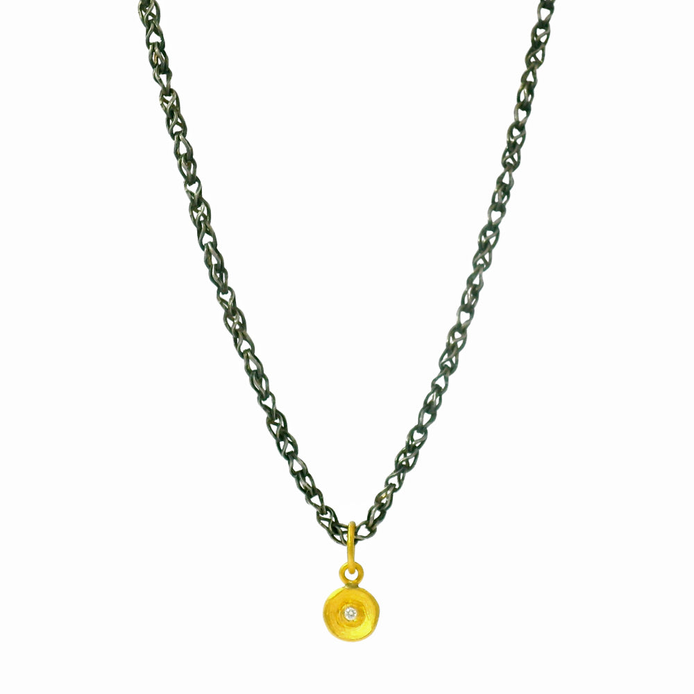 24K Yellow Gold & Diamond Pendant - "Golden Orb"