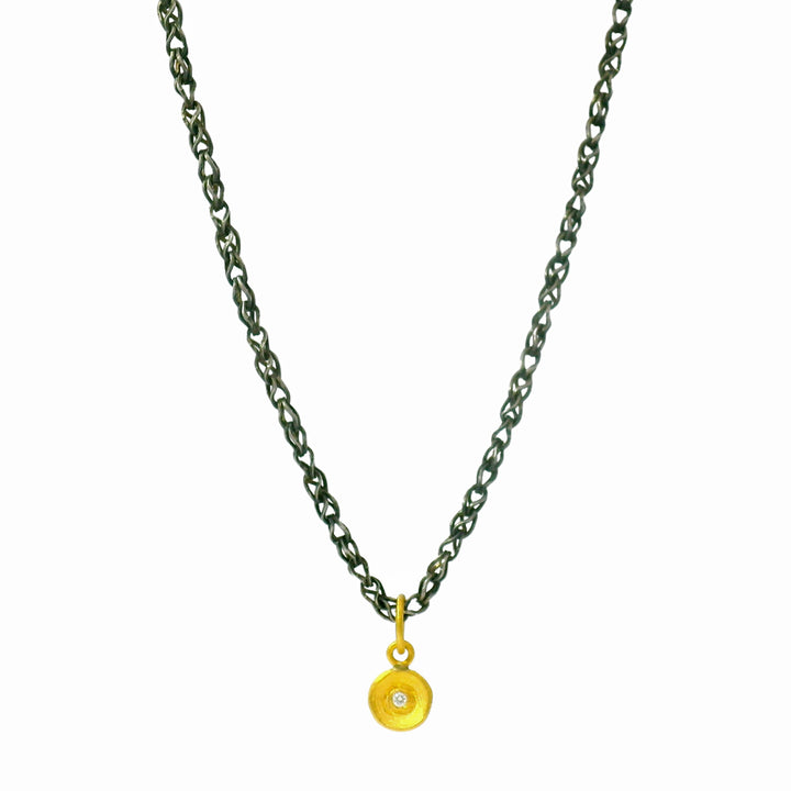 24K Yellow Gold & Diamond Pendant - "Golden Orb"