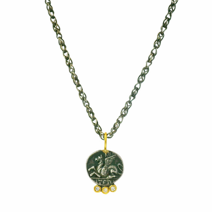 Diamond, Silver & Yellow Gold Pendant - "Pegasus"