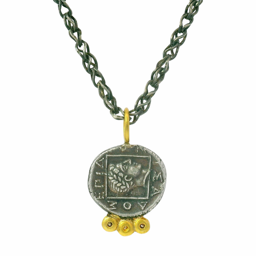 Diamond, Silver & Yellow Gold Pendant - "Pegasus"