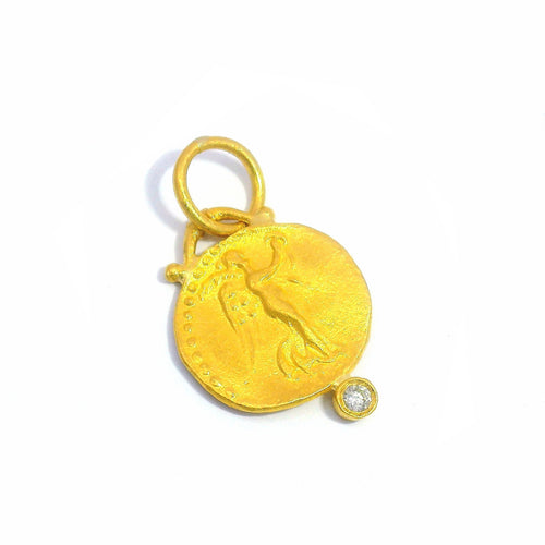 24K Yellow Gold & Diamond Pendant - "Nike"