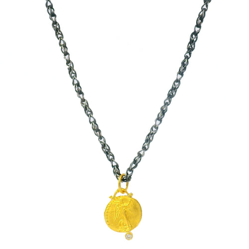 24K Yellow Gold & Diamond Pendant - "Nike"