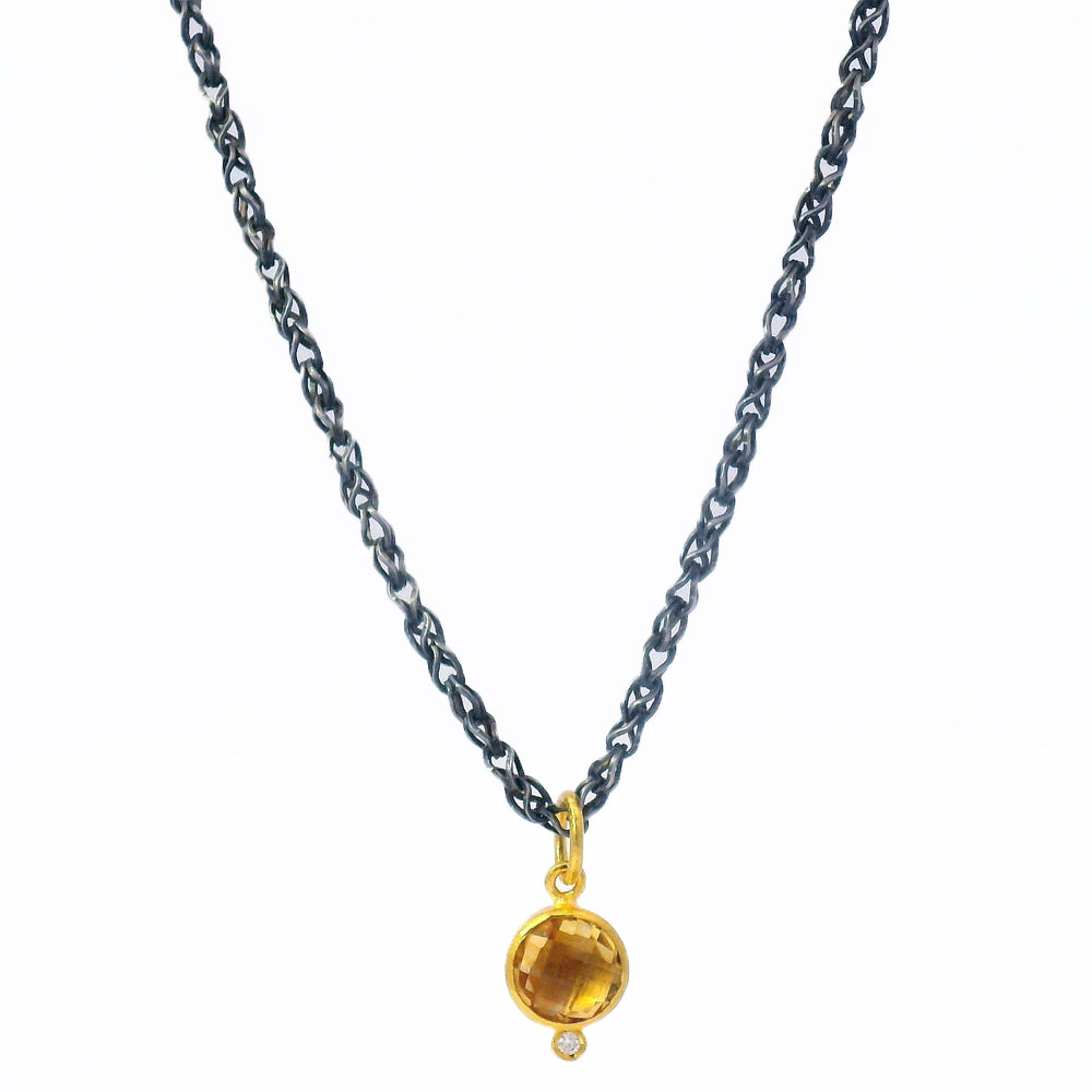 Citrine, Diamond & Yellow Gold Pendant - "Citrus"
