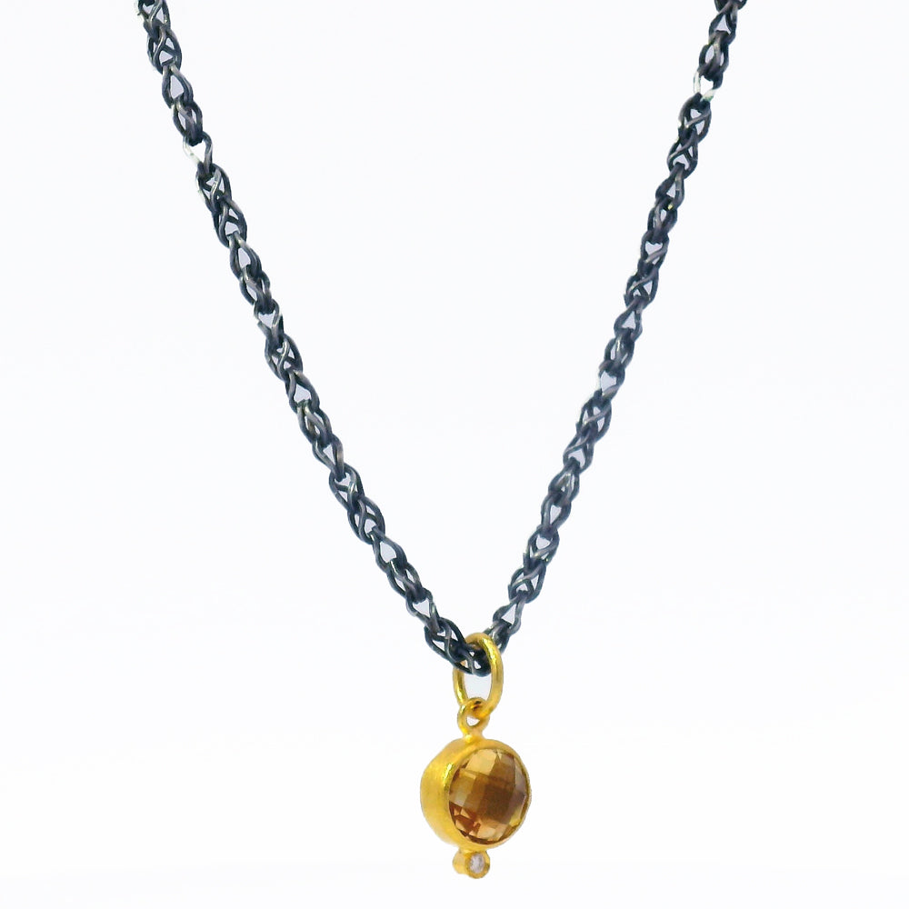 Citrine, Diamond & Yellow Gold Pendant - "Citrus"