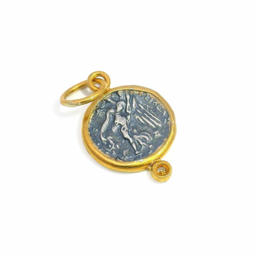 Diamond, Silver & Yellow Gold Pendant - "Athena"