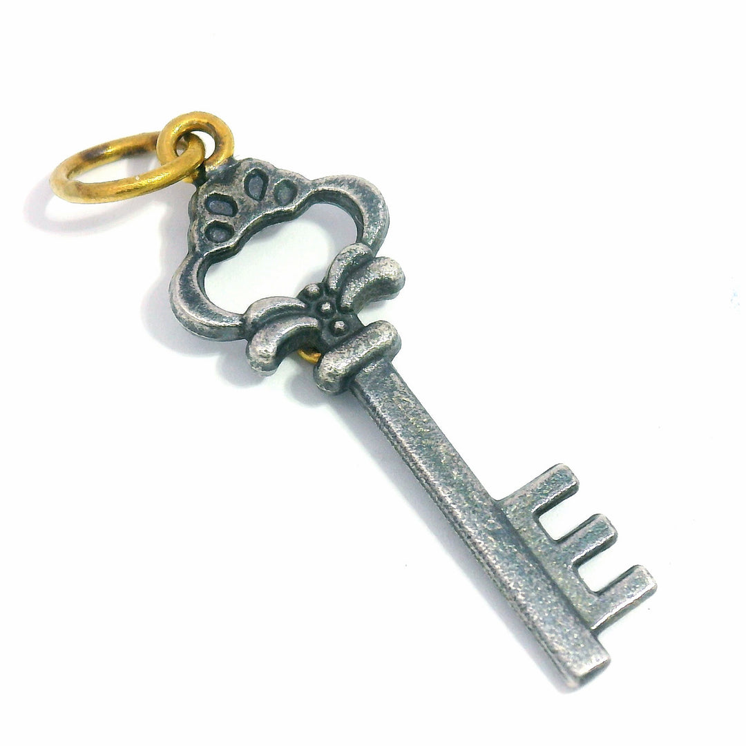 Sterling Silver, Yellow Gold & Diamond Pendant - "Key"