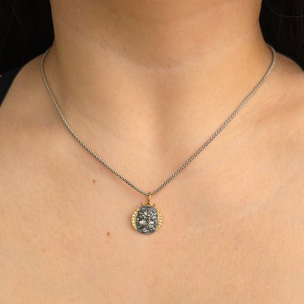 Diamond, Silver & Yellow Gold Janus Pendant - "The Beginning & The End"