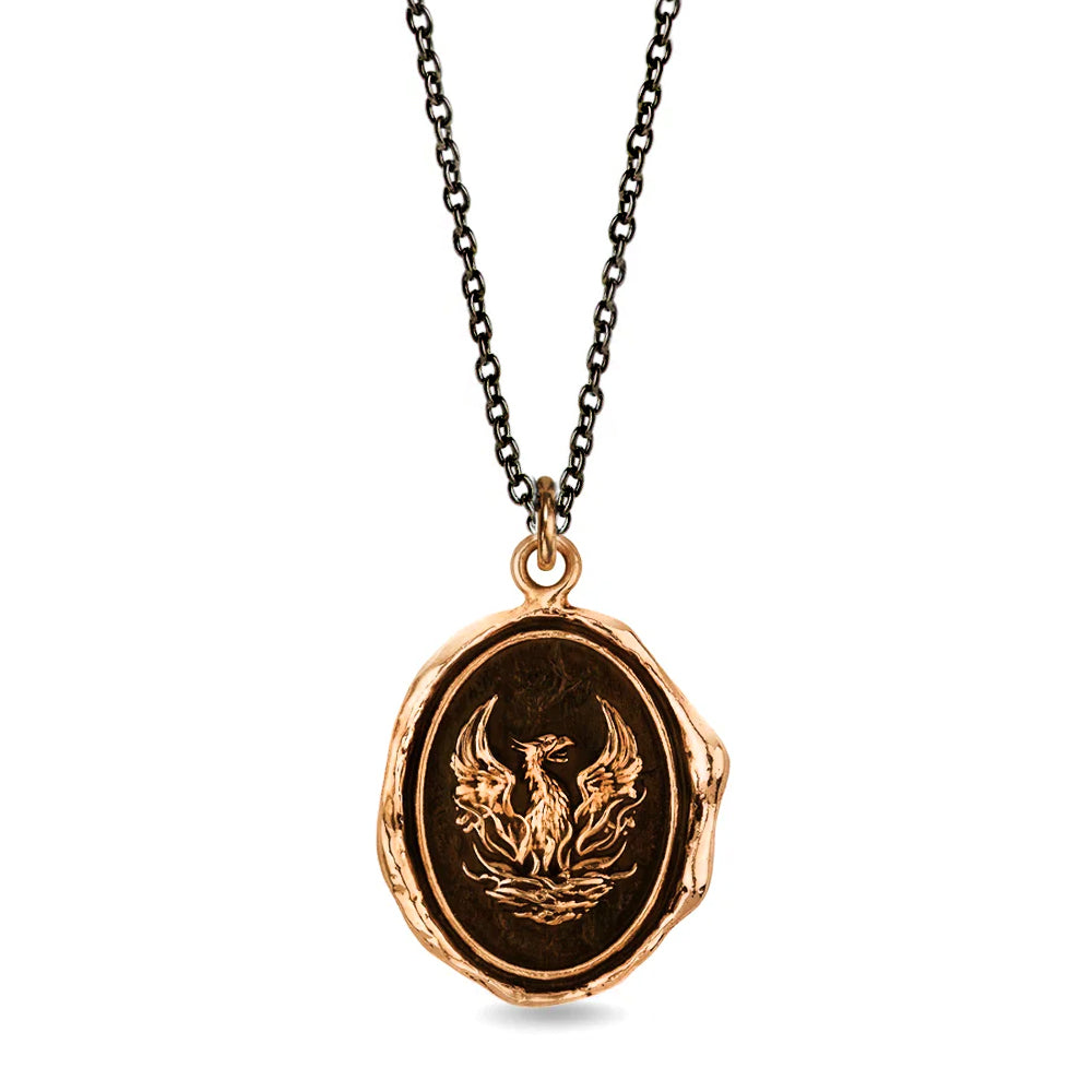Bronze & Sterling Silver Phoenix Talisman Necklace -